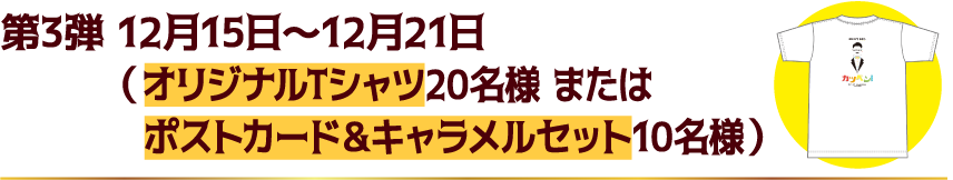 第3弾 12月15日～12月21日（オリジナルグッズ30名様）