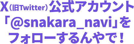 X(旧Twitter)公式アカウント @snakara_navi をフォローする